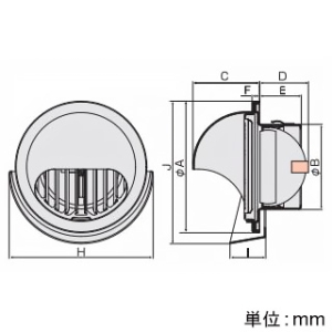 バクマ工業 【受注生産品】丸型フード付縦ガラリ換気口 防火ダンパー付 水切り付 ステンレス製 シルバーメタリックライト 100φ用 【受注生産品】丸型フード付縦ガラリ換気口 防火ダンパー付 水切り付 ステンレス製 シルバーメタリックライト 100φ用 KBD-100MTGV 画像2