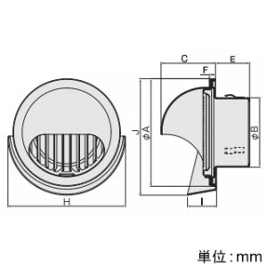 バクマ工業 【受注生産品】丸型フード付縦ガラリ換気口 水切り付 低圧損 アミ付 10メッシュ ステンレス製 シルバーメタリックライト 125φ用 【受注生産品】丸型フード付縦ガラリ換気口 水切り付 低圧損 アミ付 10メッシュ ステンレス製 シルバーメタリックライト 125φ用 KB-125MTGV-A10 画像2