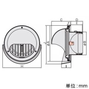 バクマ工業 【受注生産品】丸型フード付縦ガラリ換気口 フード・ルーバー脱着式 防火ダンパー付 水切り付 取付穴付 ステンレス製 シルバーメタリックライト 125φ用 【受注生産品】丸型フード付縦ガラリ換気口 フード・ルーバー脱着式 防火ダンパー付 水切り付 取付穴付 ステンレス製 シルバーメタリックライト 125φ用 KND-125MTGV 画像2