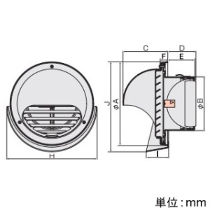 バクマ工業 【受注生産品】丸型フード付換気口 フード・ルーバー脱着式 防火ダンパー付 水切り付 アミ付 10メッシュ 取付穴付 ステンレス製 シルバーメタリックライト 100φ用 【受注生産品】丸型フード付換気口 フード・ルーバー脱着式 防火ダンパー付 水切り付 アミ付 10メッシュ 取付穴付 ステンレス製 シルバーメタリックライト 100φ用 KND-100SMV2-A10 画像2