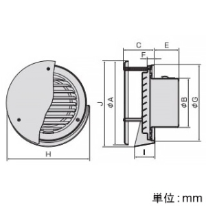 バクマ工業 【受注生産品】丸型防風板付換気口 ルーバー脱着式 水切り付 低圧損 アミ付 10メッシュ ステンレス製 シルバーメタリックライト 100φ用 【受注生産品】丸型防風板付換気口 ルーバー脱着式 水切り付 低圧損 アミ付 10メッシュ ステンレス製 シルバーメタリックライト 100φ用 KW-100G-A10 画像2