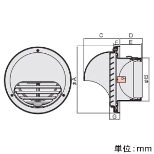 バクマ工業 【受注生産品】丸型フード付換気口 フード・ルーバー脱着式 防火ダンパー付 取付穴付 ステンレス製 シルバーメタリックライト 100φ用 【受注生産品】丸型フード付換気口 フード・ルーバー脱着式 防火ダンパー付 取付穴付 ステンレス製 シルバーメタリックライト 100φ用 ND-100SMV2 画像2