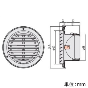 バクマ工業 【受注生産品】丸・平型換気口 ルーバー脱着式 低圧損 防火ダンパー付 アミ付 3メッシュ ステンレス製 シルバーメタリックライト 100φ用 【受注生産品】丸・平型換気口 ルーバー脱着式 低圧損 防火ダンパー付 アミ付 3メッシュ ステンレス製 シルバーメタリックライト 100φ用 ND-100STV2-A3 画像2