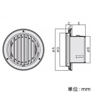 バクマ工業 【受注生産品】丸・平型縦ガラリ換気口 右吹き ルーバー脱着式 低圧損 取付穴付 ステンレス製 シルバーメタリックライト 125φ用 【受注生産品】丸・平型縦ガラリ換気口 右吹き ルーバー脱着式 低圧損 取付穴付 ステンレス製 シルバーメタリックライト 125φ用 N-125TGRBL 画像2