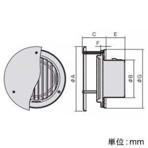 バクマ工業 【受注生産品】丸型防風板付縦ガラリ換気口 ルーバー脱着式 低圧損 アミ付 10メッシュ 取付穴付 ステンレス製 シルバーメタリックライト 100φ用 【受注生産品】丸型防風板付縦ガラリ換気口 ルーバー脱着式 低圧損 アミ付 10メッシュ 取付穴付 ステンレス製 シルバーメタリックライト 100φ用 W-100T-A10 画像2