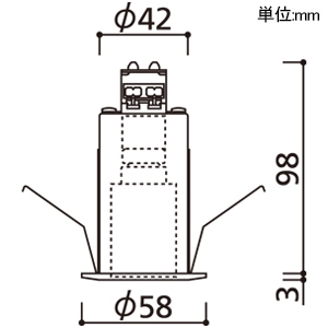 オーデリック LED超小型ダウンライト M形(一般型) ダイクロハロゲン(JDR)50W相当 ランプ別売 口金E11 LC連続調光タイプ 埋込穴φ50 ブラック LED超小型ダウンライト M形(一般型) ダイクロハロゲン(JDR)50W相当 ランプ別売 口金E11 LC連続調光タイプ 埋込穴φ50 ブラック OD301252 画像2