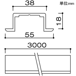 オーデリック 【販売終了】ライティングダクトレール埋込枠 長さ3m ブラック ライティングダクトレール埋込枠 長さ3m ブラック LD0260BT 画像2