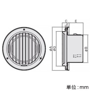 バクマ工業 【受注生産品】丸・平型縦ガラリ換気口 ルーバー脱着式 低圧損 ステンレス製 125φ用 シルバーメタリックライト 【受注生産品】丸・平型縦ガラリ換気口 ルーバー脱着式 低圧損 ステンレス製 125φ用 シルバーメタリックライト N-125TGV 画像2