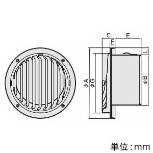 バクマ工業 【受注生産品】丸・平型縦ガラリ換気口 左吹き コンパクトタイプ 上偏芯 ルーバー脱着式 低圧損 アミ付 3メッシュ 取付穴付 ステンレス製 150φ用 シルバーメタリックライト 【受注生産品】丸・平型縦ガラリ換気口 左吹き コンパクトタイプ 上偏芯 ルーバー脱着式 低圧損 アミ付 3メッシュ 取付穴付 ステンレス製 150φ用 シルバーメタリックライト N-150TGLH-A3 画像2