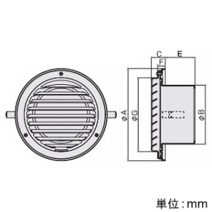 バクマ工業 【受注生産品】丸・平型換気口 軒天用取付金具付 ルーバー脱着式 低圧損 アミ付 5メッシュ ステンレス製 100φ用 シルバーメタリックライト 【受注生産品】丸・平型換気口 軒天用取付金具付 ルーバー脱着式 低圧損 アミ付 5メッシュ ステンレス製 100φ用 シルバーメタリックライト N-100STV2NK-A5 画像2