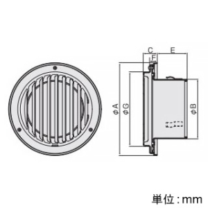 バクマ工業 【受注生産品】丸・平型縦ガラリ換気口 右吹き ルーバー脱着式 低圧損 アミ付 5メッシュ ステンレス製 125φ用 シルバーメタリックライト 【受注生産品】丸・平型縦ガラリ換気口 右吹き ルーバー脱着式 低圧損 アミ付 5メッシュ ステンレス製 125φ用 シルバーメタリックライト N-125TGRBL-A5 画像2