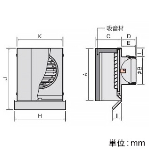 バクマ工業 防音フード 角・深型フード付換気口 下部開放タイプ 防火ダンパー付 フード・ルーバー脱着式 水切付 アミ付 5メッシュ ステンレス製 100φ用 シルバーメタリックライト 防音フード 角・深型フード付換気口 下部開放タイプ 防火ダンパー付 フード・ルーバー脱着式 水切付 アミ付 5メッシュ ステンレス製 100φ用 シルバーメタリックライト PSD-100KD-A5 画像2