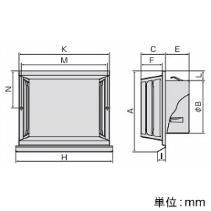 バクマ工業 角型横吹出し換気口 水切付 水止め付 アミ付 5メッシュ ステンレス製 100φ用 ブラック 角型横吹出し換気口 水切付 水止め付 アミ付 5メッシュ ステンレス製 100φ用 ブラック SK-100RV-M-A5-BK 画像2