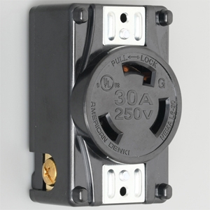 アメリカン電機 パネル用コンセント 引掛形 接地形2P 30A 250V 圧着端子式・引締式 NEMA(L6-30)規格・UL/CSA規格 3320-P-L6UL