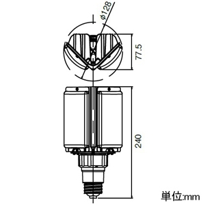 岩崎電気 【受注生産品】LEDランプ ≪LEDioc LEDライトバルブS≫ 50W 水銀ランプ200W相当 水平点灯・上向き点灯 ナトリウム色 E39口金 【受注生産品】LEDランプ ≪LEDioc LEDライトバルブS≫ 50W 水銀ランプ200W相当 水平点灯・上向き点灯 ナトリウム色 E39口金 LDFS50L-G-E39D/721 画像2