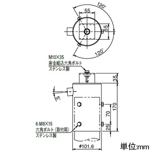 岩崎電気 1灯用ポールトップ用取付金具 ポール挿入寸法φ89.1×120mm LEDioc FLOOD NEOシリーズ用 ダークグレイ 1灯用ポールトップ用取付金具 ポール挿入寸法φ89.1×120mm LEDioc FLOOD NEOシリーズ用 ダークグレイ FA25/DG 画像2