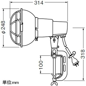 岩崎電気 アイ作業灯 SS形 仮設用 屋外・屋内用 270W 口金E39 防水プラグ・10mコード・ランプ付 オレンジ アイ作業灯 SS形 仮設用 屋外・屋内用 270W 口金E39 防水プラグ・10mコード・ランプ付 オレンジ SS27402 画像2