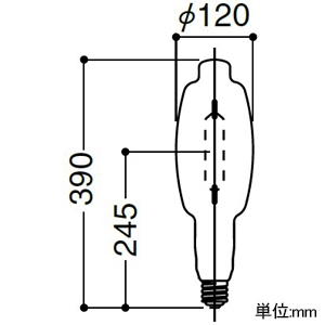 岩崎電気 高演色・高出力メタルハライドランプ ≪クウォーツアーク≫ 1500W ロングアークタイプ BH形 白色 E39口金 高演色・高出力メタルハライドランプ ≪クウォーツアーク≫ 1500W ロングアークタイプ BH形 白色 E39口金 MT1500A-D/BH 画像2