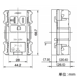 神保電器 アースターミナル付接地コンセント 高容量200V用 15A・20A兼用 250V ピュアホワイト アースターミナル付接地コンセント 高容量200V用 15A・20A兼用 250V ピュアホワイト JEC-BN-LIGEK-PW 画像2