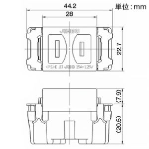 神保電器 扉付シングルコンセント 15A 125V ピュアホワイト 扉付シングルコンセント 15A 125V ピュアホワイト JEC-BN-5F-PW 画像2