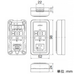 神保電器 露出形アースターミナル付接地コンセント 15A・20A兼用 125V 「将来用コンセント」文字入 露出形アースターミナル付接地コンセント 15A・20A兼用 125V 「将来用コンセント」文字入 CS-ITGE-FF-PW 画像3