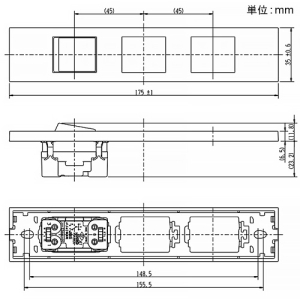 神保電器 【受注生産品】3路スイッチ+スペース+スペースセット 家具・機器用 ソリッドグレー 【受注生産品】3路スイッチ+スペース+スペースセット 家具・機器用 ソリッドグレー KAG-3555 画像2