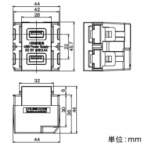 神保電器 埋込USB給電用コンセント TypeA+TypeC 2ポート ピュアホワイト 埋込USB給電用コンセント TypeA+TypeC 2ポート ピュアホワイト R3704A01C 画像3