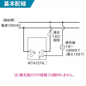 パナソニック 熱線センサ付自動スイッチ 《かってにスイッチ》 壁取付 換気扇連動形 2線式 LED専用1A マットブラック 熱線センサ付自動スイッチ 《かってにスイッチ》 壁取付 換気扇連動形 2線式 LED専用1A マットブラック WTA1274B 画像2