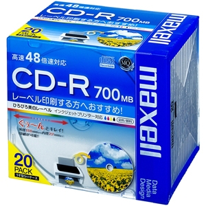 マクセル データ用CD-R ひろびろ美白レーベルディスク 700MB 2〜48倍速対応 20枚入 データ用CD-R ひろびろ美白レーベルディスク 700MB 2〜48倍速対応 20枚入 CDR700S.WP.S1P20S