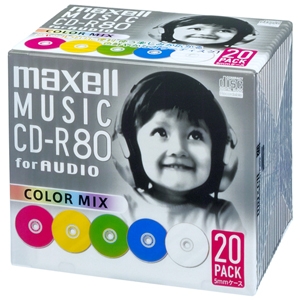 マクセル 音楽用CD-R 80タイプ 録音時間79分57秒 カラーMIX 20枚入 音楽用CD-R 80タイプ 録音時間79分57秒 カラーMIX 20枚入 CDRA80MIX.S1P20S