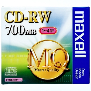 マクセル データ用CD-RW MQシリーズ 書き換え型タイプ アンフォーマット 700MB 1〜4倍速対応 1枚入 データ用CD-RW MQシリーズ 書き換え型タイプ アンフォーマット 700MB 1〜4倍速対応 1枚入 CDRW80MQ.S1P