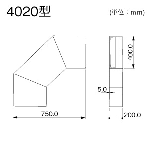 マサル工業 【受注生産品】平面大マガリ 4020型 エルダクト付属品 グレー 【受注生産品】平面大マガリ 4020型 エルダクト付属品 グレー LDM2421 画像2