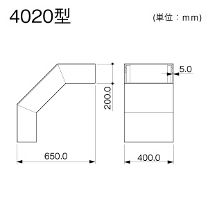 マサル工業 【受注生産品】外大マガリ 4020型 エルダクト付属品 グレー 【受注生産品】外大マガリ 4020型 エルダクト付属品 グレー LDS2421 画像2