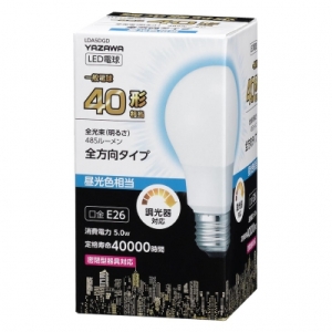 ヤザワ 一般電球形LED電球 40W相当 昼光色 全方向タイプ 調光対応 一般電球形LED電球 40W相当 昼光色 全方向タイプ 調光対応 LDA5DGD 画像3