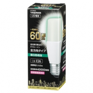 ヤザワ T形LED電球  60W形相当  E26  昼白色 全方向タイプ T形LED電球  60W形相当  E26  昼白色 全方向タイプ LDT8NG 画像4