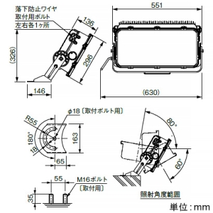 岩崎電気 LED投光器 《LEDioc FLOOD ZEST》 シンプルモデル 屋外用 耐塩仕様 500クラス メタルハライドランプ1000W相当 広角タイプ PWM調光 昼白色 電源ユニット別置形 初期照度補正機能付 LED投光器 《LEDioc FLOOD ZEST》 シンプルモデル 屋外用 耐塩仕様 500クラス メタルハライドランプ1000W相当 広角タイプ PWM調光 昼白色 電源ユニット別置形 初期照度補正機能付 E32102W/NSAJ2 画像3