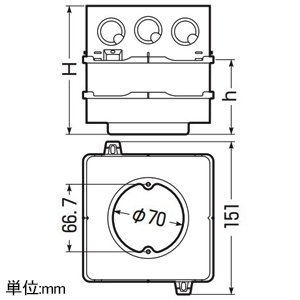 未来工業 四角PCボックス 鉄塗代カバー付 打設厚75mm 塗代カバー丸型 【受注取り寄せ品】四角PCボックス 鉄塗代カバー付 打設厚75mm 塗代カバー丸型 4CBL-T1175A 画像2
