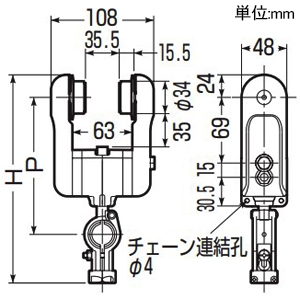 未来工業 【受注生産品】ケーブルカッシャー C形鋼(30×60mm)用 シングルローラー 80A型 ケーブル径φ30〜45mm 吊り数1 【受注生産品】ケーブルカッシャー C形鋼(30×60mm)用 シングルローラー 80A型 ケーブル径φ30〜45mm 吊り数1 CK-84AZZ 画像2