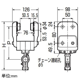 未来工業 【受注生産品】ケーブルカッシャー C形鋼(45×75mm)用 ダブルローラー 80BWM型 ケーブル径φ30〜45mm 吊り数1 【受注生産品】ケーブルカッシャー C形鋼(45×75mm)用 ダブルローラー 80BWM型 ケーブル径φ30〜45mm 吊り数1 CK-84BWMZZ 画像2