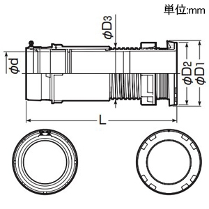 未来工業 ハンドホール用コネクタ ライニング鋼管用 難燃性 適合穴径82〜86mm 防水パッキン付 ハンドホール用コネクタ ライニング鋼管用 難燃性 適合穴径82〜86mm 防水パッキン付 LPKH-70P 画像2