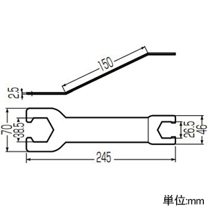 未来工業 水栓スパナ 標準床用(200mm以内) 水栓スパナ 標準床用(200mm以内) GS-109 画像2