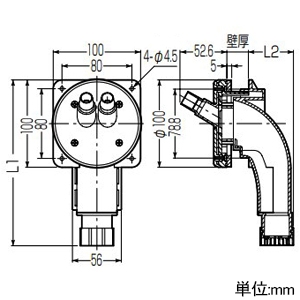 未来工業 LUBボックス サヤ管22 適合遮熱管10 樹脂管7×2 LUBボックス サヤ管22 適合遮熱管10 樹脂管7×2 GB4N-2207W 画像2