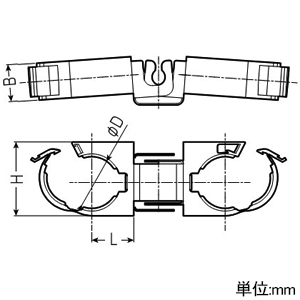 未来工業 吊りボルト用サヤ管クリップ ダブルタイプ ボルトクリップ付 適合サヤ管22×2 吊りボルト用サヤ管クリップ ダブルタイプ ボルトクリップ付 適合サヤ管22×2 LSFT-22W 画像2