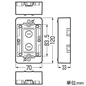 未来工業 浅形モール用スイッチボックス Fタイプ 1ヶ用 浅形 ダークサンド 浅形モール用スイッチボックス Fタイプ 1ヶ用 浅形 ダークサンド MSB-F1SDS 画像2