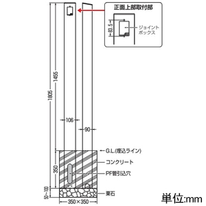 未来工業 給電ポール・D コンクリート埋設専用 ロングタイプ 取付箇所1箇所(正面) 仕上り高さ1455mm シルバー 給電ポール・D コンクリート埋設専用 ロングタイプ 取付箇所1箇所(正面) 仕上り高さ1455mm シルバー MRPDL-1 画像2