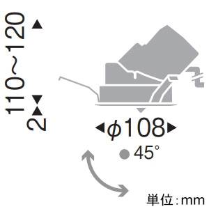 遠藤照明 LEDユニバーサルダウンライト 1400TYPE CDM-R35W器具相当 埋込穴φ100mm 狭角配光 電球色 演色Ra96 電源別売 LEDユニバーサルダウンライト 1400TYPE CDM-R35W器具相当 埋込穴φ100mm 狭角配光 電球色 演色Ra96 電源別売 ERD6708WA 画像2