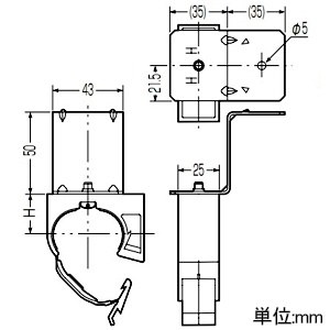 未来工業 座付きダ円クリップ ダ円サヤフレキ2用 台座高さ50mm 適合ダ円サヤ管7 座付きダ円クリップ ダ円サヤフレキ2用 台座高さ50mm 適合ダ円サヤ管7 VOFZ-7-set 画像2