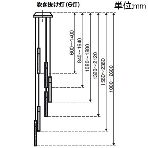 DAIKO LED吹き抜け灯 白熱灯60W×6灯相当 非調光タイプ LED34W 電球色 黒 LED吹き抜け灯 白熱灯60W×6灯相当 非調光タイプ LED34W 電球色 黒 DCH-41442Y 画像2