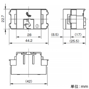 神保電器 電話用埋込モジュラジャック 薄形 6極2心用 ライトベージュ 電話用埋込モジュラジャック 薄形 6極2心用 ライトベージュ JEC-BN-WUK2-L 画像2