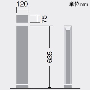 DAIKO LEDフットウォッシュポールライト ポール本体 H650タイプ 箱型片側配光 防雨・防湿形 重耐塩仕様 白熱灯60W相当 非調光タイプ 100V専用 昼白色 LEDフットウォッシュポールライト ポール本体 H650タイプ 箱型片側配光 防雨・防湿形 重耐塩仕様 白熱灯60W相当 非調光タイプ 100V専用 昼白色 LLP-7030WU 画像2